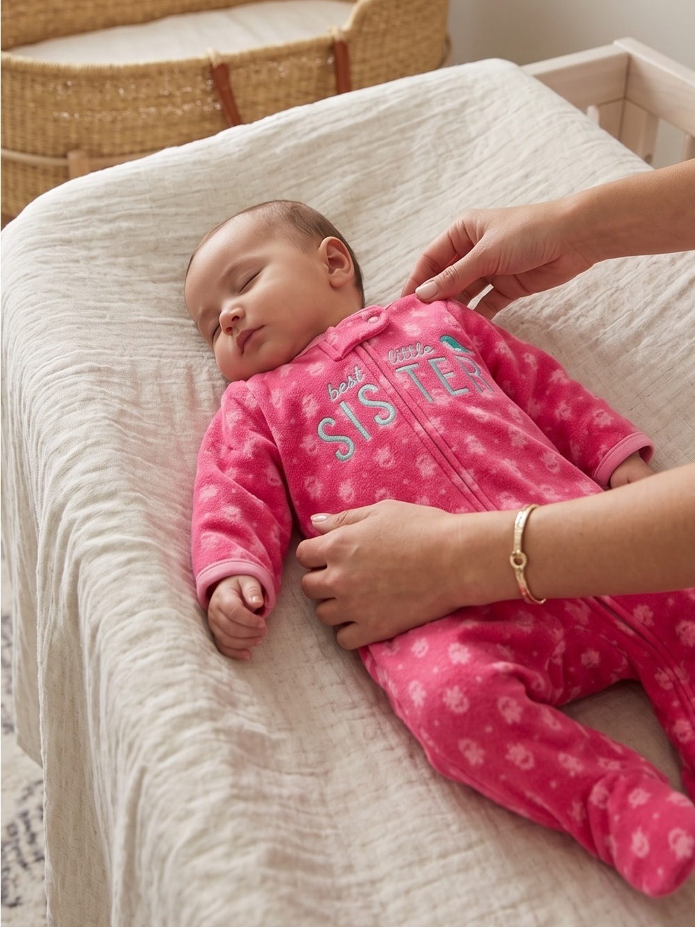 Child Of Mine Hot Pink 'Best Little Sister' Fleece One-Piece